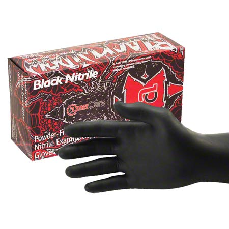 Black Widow Nitrile Disposable Gloves - Latex/Powder-Free, Exam Grade with Textured Grip